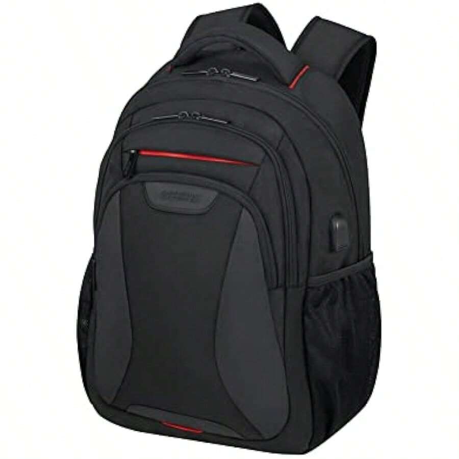 AT Work 15.6 Inch Laptop Backpack  USB 45 Cm 25 L Black Bass Black - As Pic - View 1