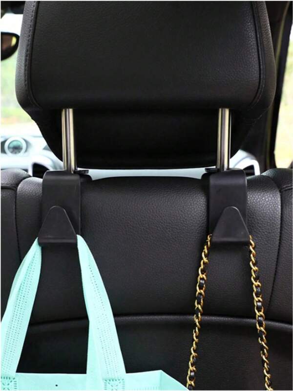 1pc/2pcs Car Seat Headrest Hooks, Car Seat Hanger Rack Storage Bag Interior Accessory, Suitable For Wallet, Jacket, Umbrella, Shopping Bag, Handbag For Women Storage Organizer Travel Essentials Gift