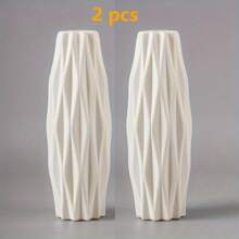 1 bucată vază scandinavă cu dungi PET, potrivită pentru flori proaspete și flori uscate - design decorativ pentru camera de zi, dulap TV și decorațiuni interioare