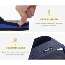 KuaiLu Men's Yoga Mat Leather Flip Flops With Arch Support Comfortable Cushion Walking Thong Sandals Slip On Indoor Outdoor