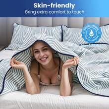 1pc Wavy Pattern Cooling Blanket, Air Cooling Blanket, Lightweight Cooling Pad, Large Size Summer Cooling Cover, Heat Absorption, Keeps Adults Cool, Soft Breathable, Smooth & Lightweight - Blue Wave Pattern - View 9