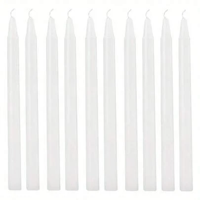 10 Stücke weiße Säulenkerzen, rechteckige Kerzen mit einzelnem Docht für Valentinstag, Kirche, Familie, Hochzeit, festliche Party Dekoration, 1.5*17cm/0.59*6.69in, Glitzer Akzent, Wachsmaterial