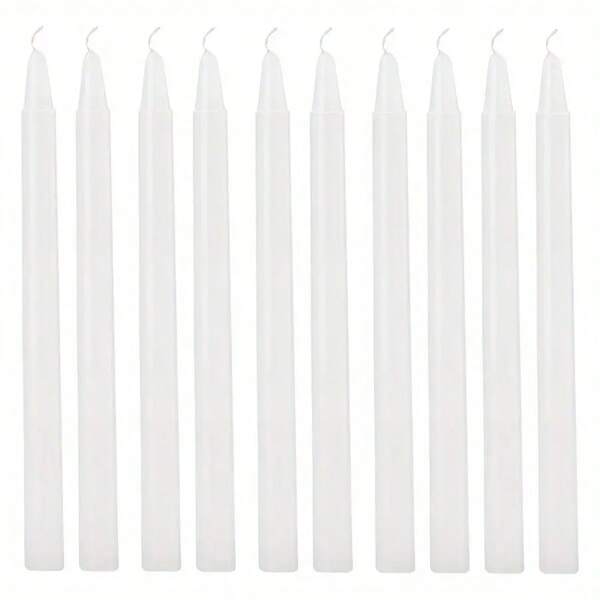 10 Stücke weiße Säulenkerzen, rechteckige Kerzen mit einzelnem Docht für Valentinstag, Kirche, Familie, Hochzeit, festliche Party Dekoration, 1.5*17cm/0.59*6.69in, Glitzer Akzent, Wachsmaterial