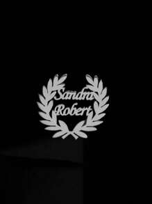 1pc Customized Double Name Olive Branch Brooch, Fashionable Personalized Stainless Steel Button Brooch DIY Letter Jewelry Suitable For Women's Apparel Accessories And Holiday Gifts, Graduation Season, Back To School Season, Mother's Day Gift