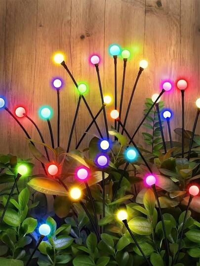 Solar Garden Lights, 1/2Pcs Starburst Swaying Light - Swaying When Wind Blows, Solar Lights Outdoor Decorative, Color Changing RGB Light For Yard Patio Pathway Decoration