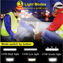 KENSUN قطعة واحدة ضوء فيضي COB LED قوي بقدرة عالية ، مصباح رأس قابل للشحن USB ببطارية مدمجة ، مصباح يدوي مضاد للماء قابل للحمل للمهام الخارجية ، ملحقات للصيد والتخييم