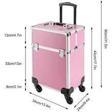 SENDERPICK Kosmetikkoffer-Trolley, Trolley-Kosmetikkoffer, Kosmetik-Trolley, Kosmetikkoffer, Kosmetikkoffer mit Rollen, Multifunktionskoffer mit Schloss. (Pink) - Pink - Übersicht 7