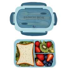 1pc 1200ml Bento Lunch Box With Cutlery Set And Leak-Proof Lid, 3 Compartment Food Containers Suitable For Adult Men And Women, For Camping, Meal Prep, School Supplies, Back To School, Kitchen, Christmas Gifts (Cutlery, Lunch Box And Storage Bag Included)