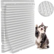 2cm Sharp Tip Transparent Plastic Cat Spike Mat, Cat Deterrent For Indoor And Outdoor Use, Humanely Prevent Cats From Climbing - White - View 1