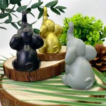 1pc Collectible Figurine, Resin Elephant Ornament, Captivates People With Its Cute Shape. In Culture, The Elephant Symbolizes Auspiciousness, Strength And Wisdom, Conveying Beautiful Meanings For You.