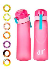 1 pièce Bouteille d'eau parfumée, bouteille avec un pod de saveur aléatoire, bouteille à eau 0 sucre 0 calorie avec paille pour l'extérieur, tasse étanche - convient pour la salle de gym, la course, la bouteille d'eau de sport