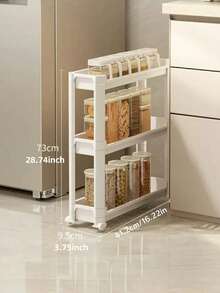 HOUSHELIF 节省空间的纤薄型9.5厘米/3.74英寸宽白色带轮厨房和浴室推车。窄型门后滚动式储物架，适用于带可锁定轮子的小空间。