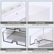 Caja de almacenamiento de cosméticos con 4 cajones, caja de almacenamiento de escritorio adecuada para oficina, habitación, almacenamiento de artículos de papelería, cosméticos, bolígrafos, brochas de maquillaje y productos de cuidado de la piel