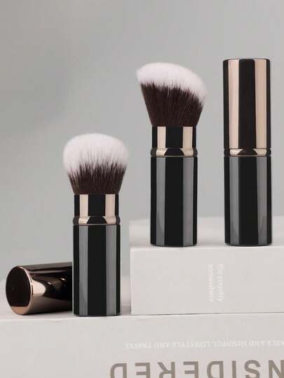 RANCAI 1/3pcsRetractable Kabuki Makeup Brush, Travel Powder Foundation Makeup Brush Face Blush Brushes For Blending Liquid, Blush, Bronzer, Buffing, Sunscreen,Flawless Cosmetics