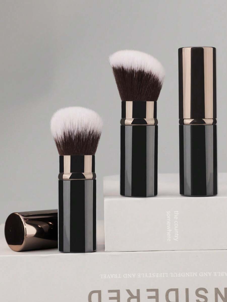 RANCAI 1/3pcsRetractable Kabuki Makeup Brush, Travel Powder Foundation Makeup Brush Face Blush Brushes For Blending Liquid, Blush, Bronzer, Buffing, Sunscreen,Flawless Cosmetics - Multicolor - View 1