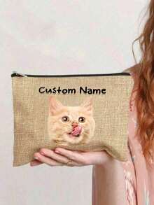 Bolsa de maquillaje personalizada con foto de gato, regalos con temática de gato, bolsa de cosméticos de viaje pequeña para amantes de las mascotas, estuche con cremallera para adolescentes, hijas, hermanas, artículos divertidos para mascotas, decoraciones de cumpleaños y navidad, organizador de maquillaje, bolsa de almacenamiento de maquillaje, estuche de maquillaje pequeño de viaje, accesorios, estuche para brochas, bolsa de maquillaje, artículos de viaje, artículos escolares, bolsa de maquillaje, artículos esenciales de vacaciones - Multicolor - Ver 4