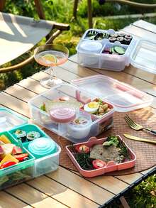 Hộp cơm bento vuông hai lớp di động 1650ml/1250ml kèm cốc đựng nước sốt 150ml, chất liệu PP, dùng được trong lò vi sóng, hộp cơm dễ tháo rời, thích hợp cho trường học, công sở, du lịch, dã ngoại, quà tặng ngày Valentine (dành cho cả nam và nữ), mùa tốt nghiệp, ngày lễ, tựu trường. - Nhiều màu - Xem 4