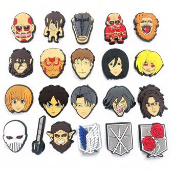 21 pièces Charms de chaussures de dessin animé pour décoration de chaussures