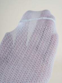 3 Pairs White Lace Trim Socks, Soft Mesh Grid, Suitable For All Seasons, School Style Baby & Girls Dance Socks - White - View 5