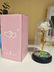 1 件玻璃发光玫瑰，玫瑰人造花，多色塑料仿花，女士礼物，妈妈生日礼物，感恩节，情人节 - 彩色 - 查看 12