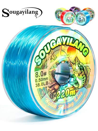 SOUGAYILANG 1pc Durable Nylon Fishing Line 7LB-38LB 220m Multi-Color Options,Super Strong And Smooth Monofilament Fishing Line Abrasion Resistant Carp Fishing Line,For Casting In Freshwater And Saltwater - 2025 New Fishing Line Essential Fishing Tackle