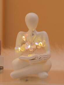 1 pieza Estatua de resina Decoración de luz nocturna con tulipanes, adorno abstracto creativo y personalizado de estilo minimalista moderno para decoración del hogar, ideal como regalo de cumpleaños para el hogar y el ocio - Blanco - Ver 10