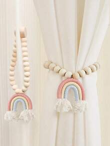 Correas magnéticas para cortinas pequeñas de arcoíris, correas fijas para cortinas en salas de estar y dormitorios infantiles - rosa amarillo - Ver 2