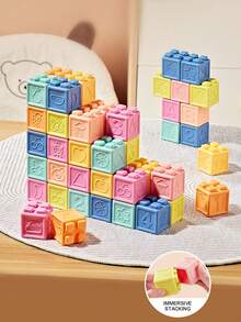 A Baby Blocks,Toddler Blocks,Stacking & Building Toys For Babies, 8/16/24 Soft & Educational Blocks- Numbers, Shapes, Baby Blocks For Baby Shower,Colors, Animals- One Two Squeeze- 6 Months +,Stacking Toys For Toddlers 1-3,Random Color