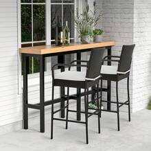 GOFLAME 2PCS Patio Wicker Barstools Set Outdoor PE Rattan Bar Chairs With Armrests - White - View 4