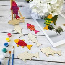 12/24 Pcs Unfinished Wooden Fish Shape Paper Cutting DIY Crafts - Hanging Decorations For Festivals, Weddings, Birthday Parties - Unique Fish-Shaped Tags, Gift Tags, Home Decor, Party Supplies