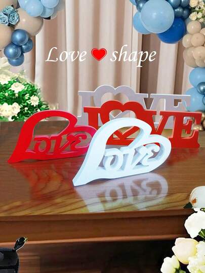 1Pc Love Design Art Deco, White, Red PVC Decorative Craft For Home Decoration The Best Gift Birthday Party, Wedding Season, Graduation Season Background Props
