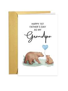 1pc Cute Bear First Father's Day Card For Grandpa, Lovely 1st Granddad Fathers Day Card, Happy 1st Father's Day As My Grandpa
