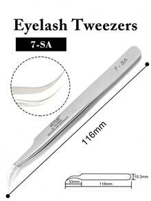 VETUS 1/2支装不锈钢镊子，手工DIY睫毛镊子，弯头和直头两用，适用于睫毛嫁接，化妆工具