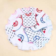 3 piezas de baberos para bebé, con estampado de dibujos animados, con botón a presión, lavables a máquina, de algodón suave, paños para eructos para recién nacidos e infantes - Multicolor - Ver 2