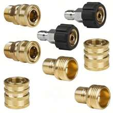 2/8pcs High Pressure Washer Adapter Set, Quick Connect Kit With Metric M22 Female Swivel To 3/8'' Quick Connect, Male Fitting, 3/4" To Quick Release For Garden Tool