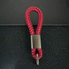 Lennik 1PC Laser Engrave Woven Rope Leather Keychain Vintage Custom Logo Car Bag Key Chain Ring Personalize Company Name Keyring - Multicolor - View 17