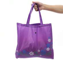 Bolsa de mano con asa de clip, cartera de tela Oxford con cierre de broche oculto, bolsa de compras plegable, pequeña bolsa reutilizable con cierre de broche con diseño de flor