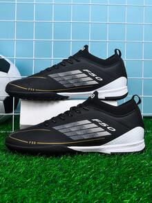 1 双男女成人、初中和高中学生足球鞋，户外团队比赛运动鞋，防滑耐用的 TF 鞋钉，适用于人造草坪、沙地、天然草坪和室内球场，带鞋带的皮革足球训练运动鞋，轻便高性能防滑设计专业足球靴 - 黑色 - 查看 2