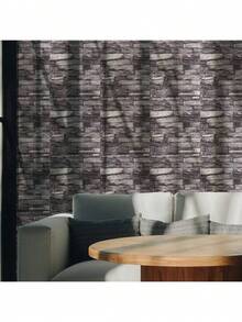 3d Pegatina Pared Patron Ladrillo Espuma Papel Tapiz 35*38.5cm 10Pcs - Gris Oscuro - Ver 3