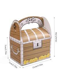 4/10/16PCS Piracka skrzynia skarbów, pudełko na upominki na imprezę, podręczne pudełko na skarby, pudełko do pakowania artykułów do pieczenia