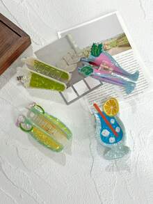 1pc Summer Drink-Themed Hair Claw Clip, Women Updo Hairstyle Accessory, Suitable For Birthday Gifts, Valentine's Day Gifts Hair Clips Hair Jaw Clip Hair Clamps Hair Clutch Hair Claw Clip Fall Winter Hair Accessories For Women For Vacation Outfits Woman - Multicolor - View 4