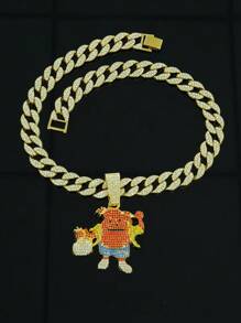 1pc Bling-Bling Hip-Hop Personalized Cartoon Expression Money Pendant Necklace, Fashionable And High-End Accessory For Both Men And Women