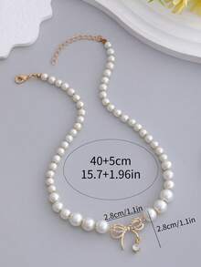 Butterfly Faux Pearl Necklace, Suitable For Everyday Wear - Butterfly - View 5
