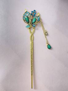 1pc Vintage Palace Retro Style Butterfly Shaped Hair Clip With Rhinestone Design, Alloy Metal Material, Hair Accessory - Multicolor - View 6