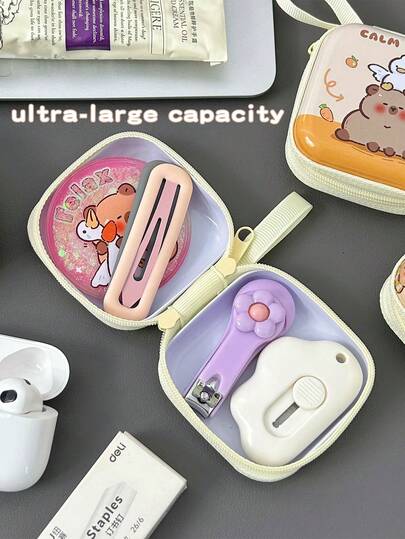 4 قطع/1 قطعة من حقيبة نقود على شكل القبقب الجميل، حقيبة لتخزين المجوهرات، تخزين مريح، تصميم مشبك مثير للاهتمام، فتحة كبيرة جدا، مناسبة للعملات والمجوهرات والسماعات والأحمر الشفاه، حجم صغير سهل الحمل