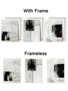3 件套抽象墙面艺术、线条墙面装饰、黑色块状帆布印刷品、曲线家居装饰、极简主义艺术墙面海报、墙面装饰、黑白风格房间装饰、客厅、卧室、浴室壁挂海报