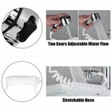 1 Set Bathroom Bathtub Faucet Set, Shower Faucet, Sink Faucet Sprayer, Faucet Extension Nozzle, Shower Head, Adjustable Shower Gear, Suction Cup Wall-Mounted, Easy To Install, Suitable For Home Bathrooms, Hotel Bathrooms