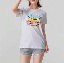 Under Armour Camiseta de cuello redondo de manga corta, transpirable y de punto para mujer para el verano - Blanco - Ver 3