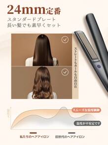 Hair Iron, 2-Way Curling/Straightening Iron, Burns Prevention, 24mm Plate, Professional Grade, 160℃~210℃, 3 Temperature Settings, 50 Seconds Warm-Up, Easy To Carry, Unisex, For Home/Travel/Business Trip/Commuting/Gift