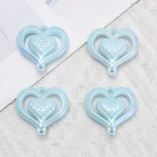 5pcs Acrylic Heart Shaped Double Hole Pendant, Colorful Creative Decorative Accessories For Home, Party, Wedding And More